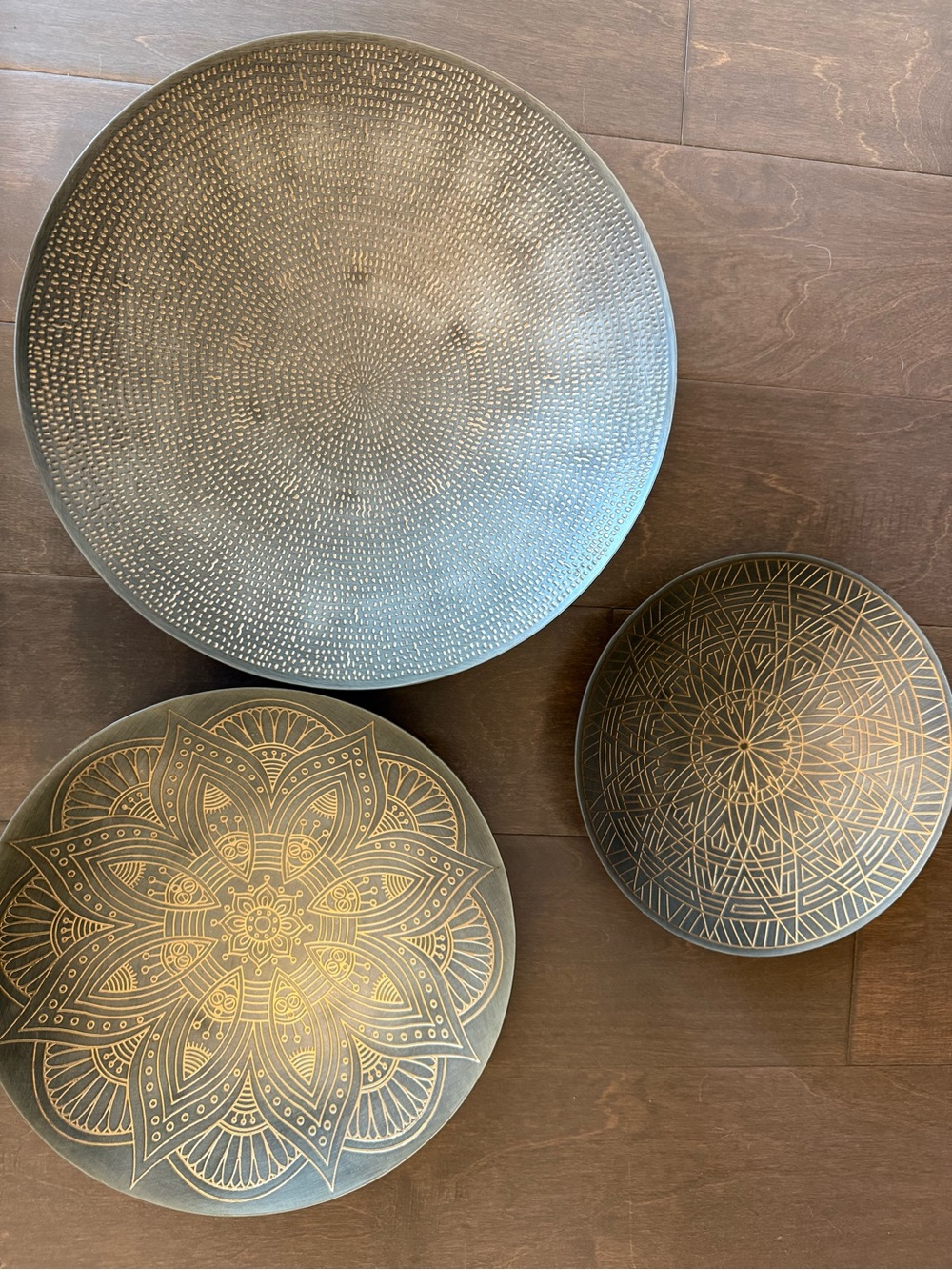 Cost Plus World Market Black and Gold Mandala Wall Metal Plate Set